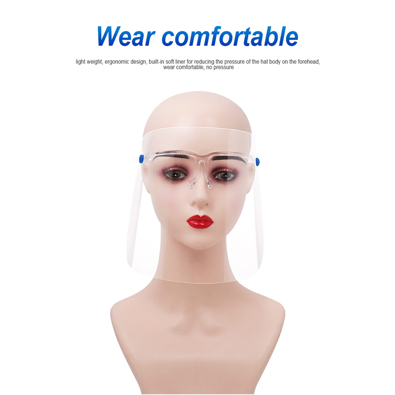Transparent Shield OEM Anti Splash Rexable Face Protection Visor PET Film Face Shield With Glasses